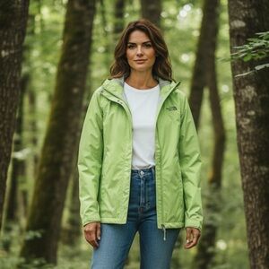 North Face Women's Lime Green Lightweight Rain Jacket